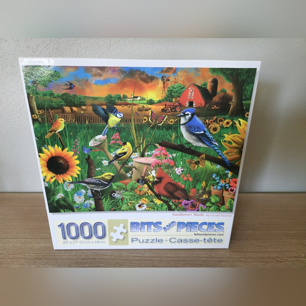 Bits and Pieces 1000 Piece Puzzle "Sunflower Birds" by Gerald Newton